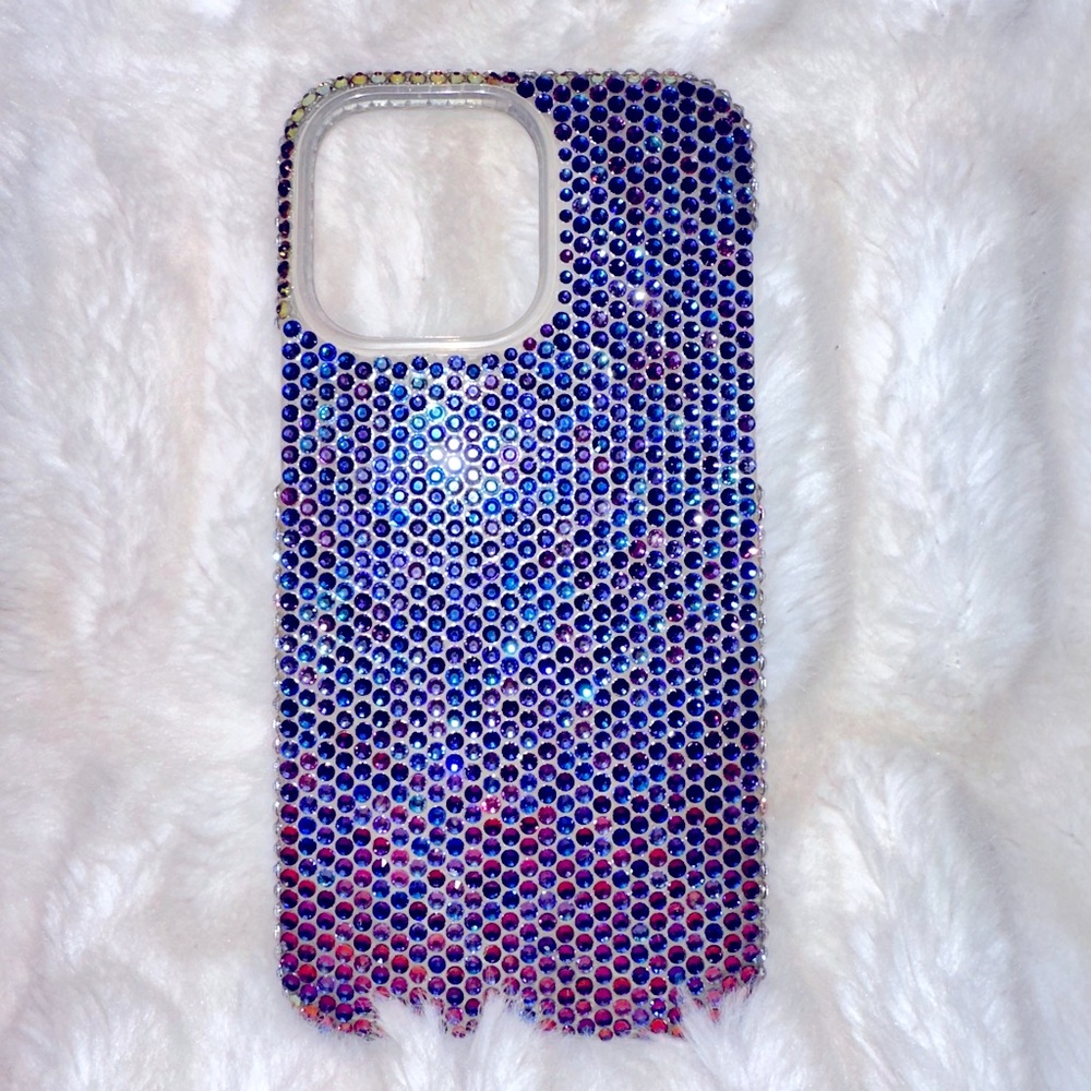 Blue and Pink Rhinestone iPhone 14 Pro Max Case